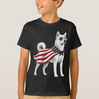 T-shirt Chien Jindo coréen drapeau américain du 4 juillet