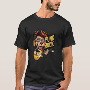 T-shirt Chien Jouant Guitare électrique - Funny Retro Vint