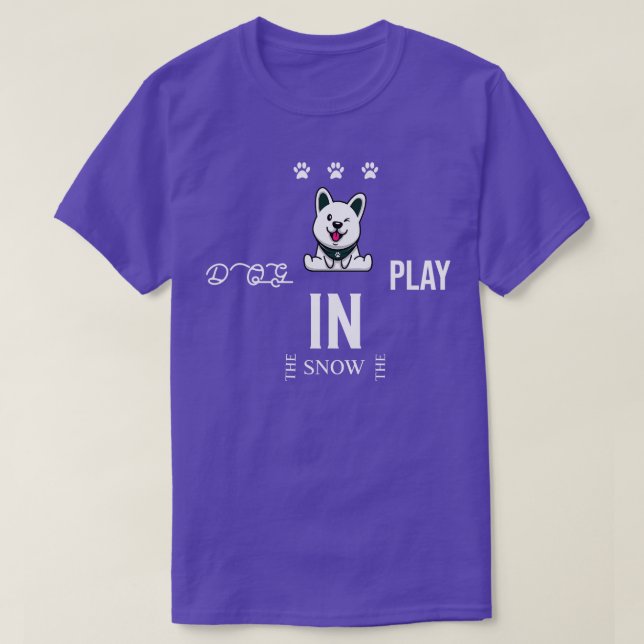 T-shirt Chien Jouer Dans La Neige Avec Paw Marks 1 (Design devant)