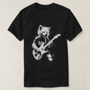 T-shirt Chien Jouer Guitare 90s Grunge Punk Rock & Roll