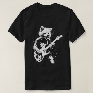 T-shirt Chien Jouer Guitare 90s Grunge Punk Rock & Roll