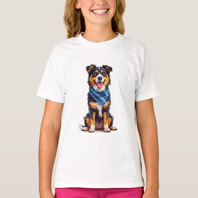 T-shirt Chien joyeux assis droit (Devant)