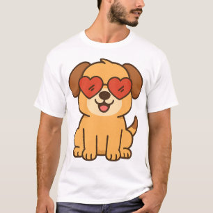 T-shirt Chien joyeux avec lunettes de soleil à cœur, conce