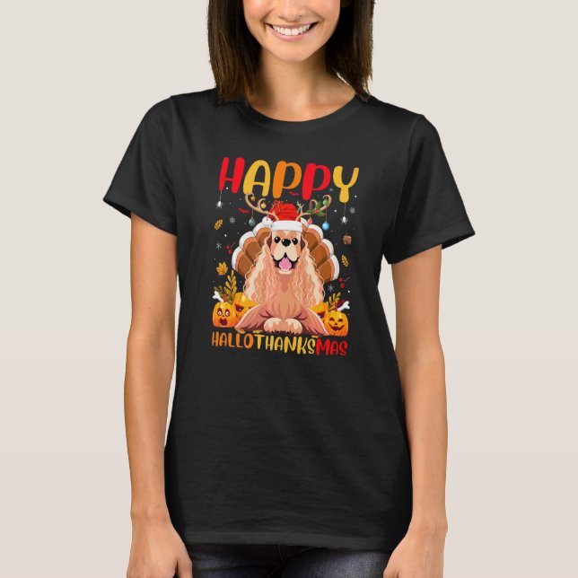 T-shirt Chien  Joyeux Cocker Spaniel Chien Hellothanksmas (Devant)