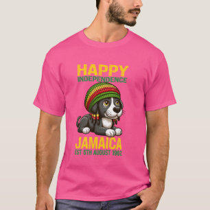 T-shirt Chien, Joyeux Jour de l'Indépendance Jamaïque Ét. 