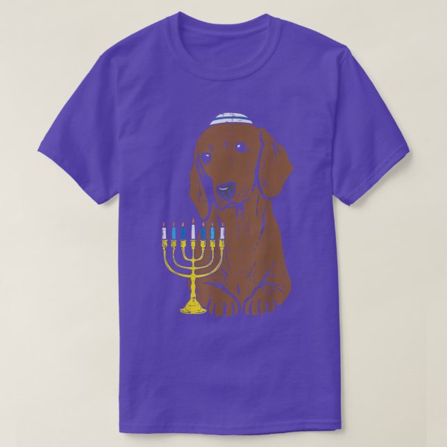 T-shirt Chien juif Dachshund Wiener Hanoukka Pajamas Chanu (Design devant)