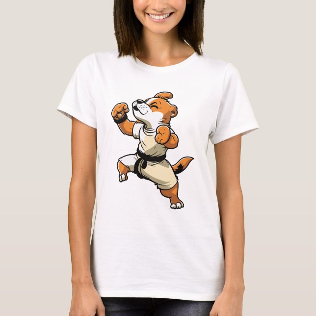 T-shirt Chien Knows Karate transformé (Devant)