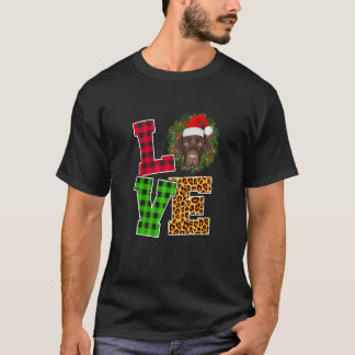 T-shirt Chien Labrador Amour Chapeau de Père Noël Léopard 