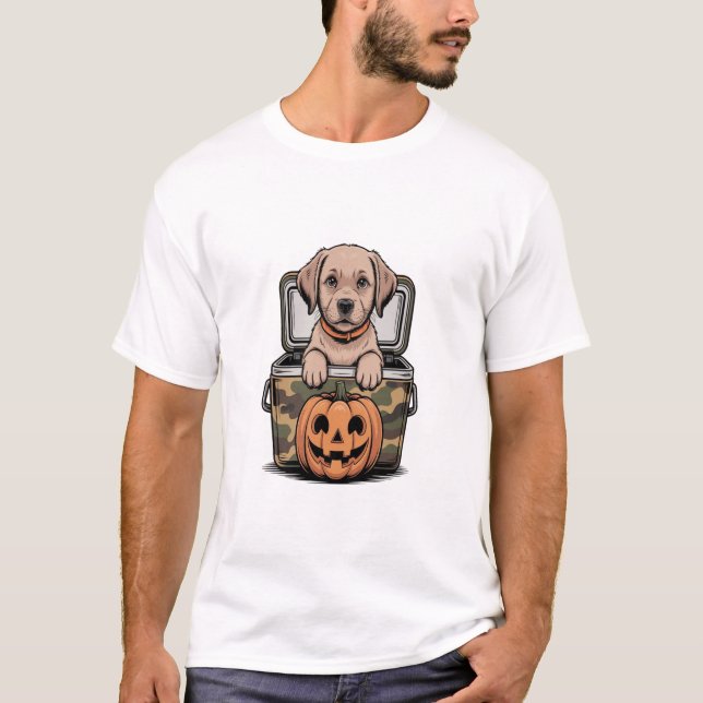 T-shirt Chien Labrador Brun Halloween Effrayant (Devant)