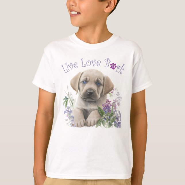 T-shirt Chien Labrador Floral Mignon (Devant)
