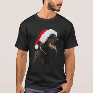 T-shirt Chien Labrador noir mignon chapeau de Père Noël No