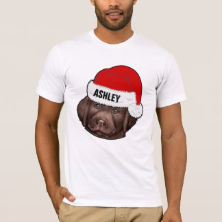 T-shirt Chien Labrador Retriever Chapeau de Noël Tête de C