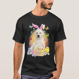 T-shirt Chien lapin blanc du Labrador avec panier d'oeufs 
