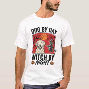T-shirt Chien le jour sorcière la nuit Vintage Halloween C