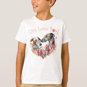 T-shirt Chien Lévrier Gris Fleuriste
