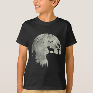 T-shirt Chien Lune Hurlement Dans La Forêt Halloween Chien