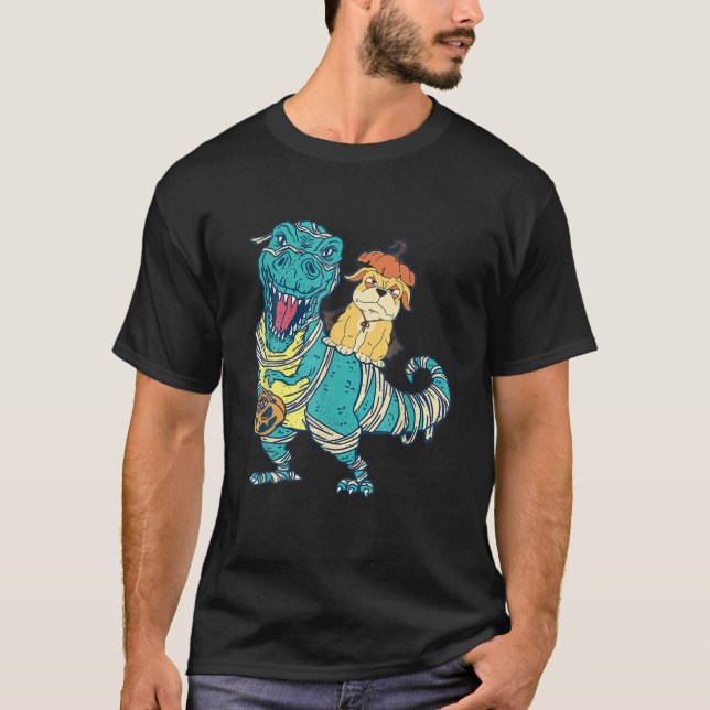 T-shirt Chien Mad Riding Maman Dinosaure T Rex Halloween F (Devant)