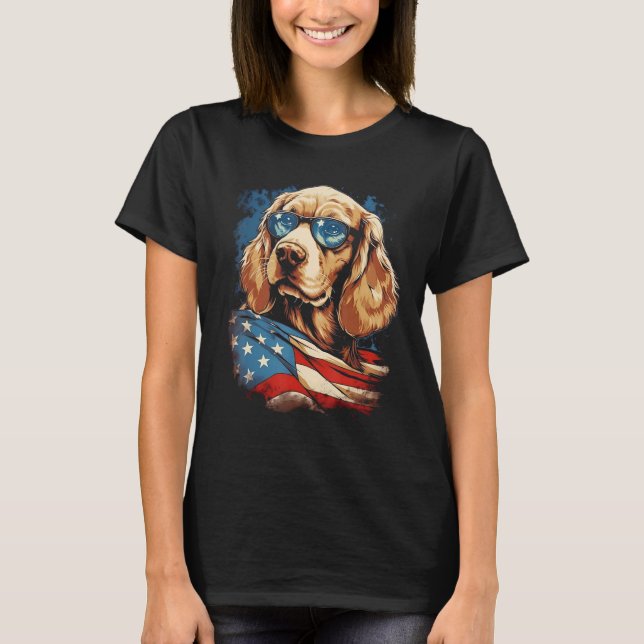 T-shirt Chien Majestic Drapeau américain 4 juillet patriot (Devant)