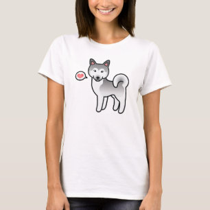 T-shirt Chien Malamute d'Alaska gris et blanc Amour