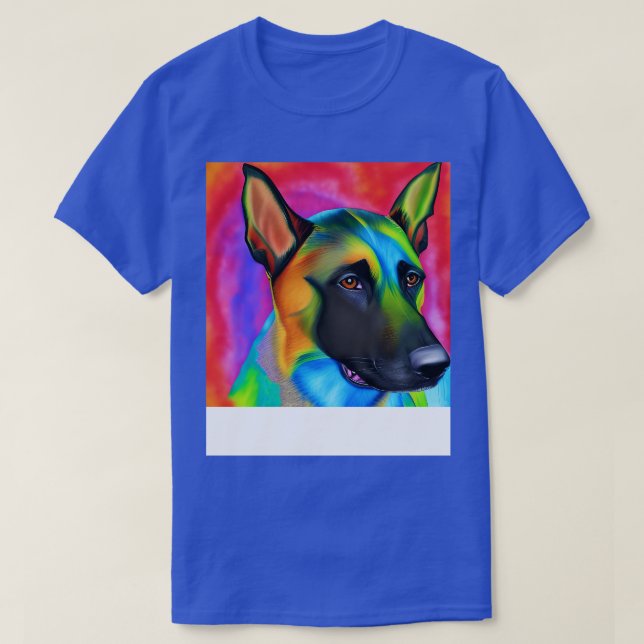 T-shirt Chien Malinois belge Peinture arc-en-ciel (Design devant)