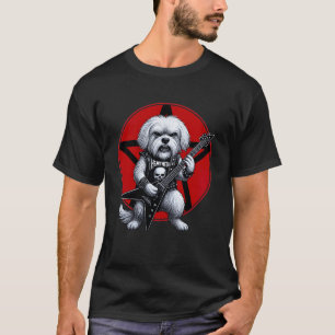 T-shirt Chien Maltais Guitar Rock Métal Lourde Amoureux de