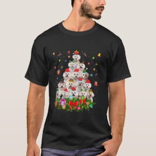 T-shirt Chien maltais Noël Lumières arbre de Noël Amoureux