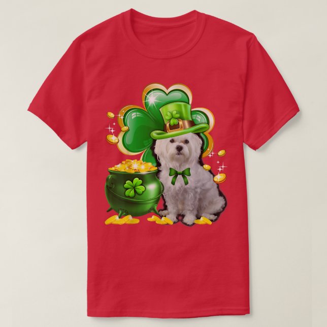 T-shirt Chien maltais Shamrock Jour de la Saint Patrick Ch (Design devant)