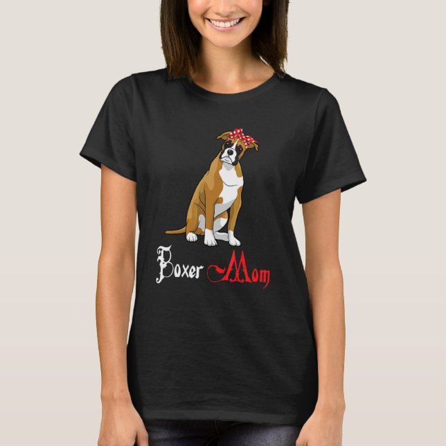 T-shirt Chien Mama chiot maman boxer (Devant)