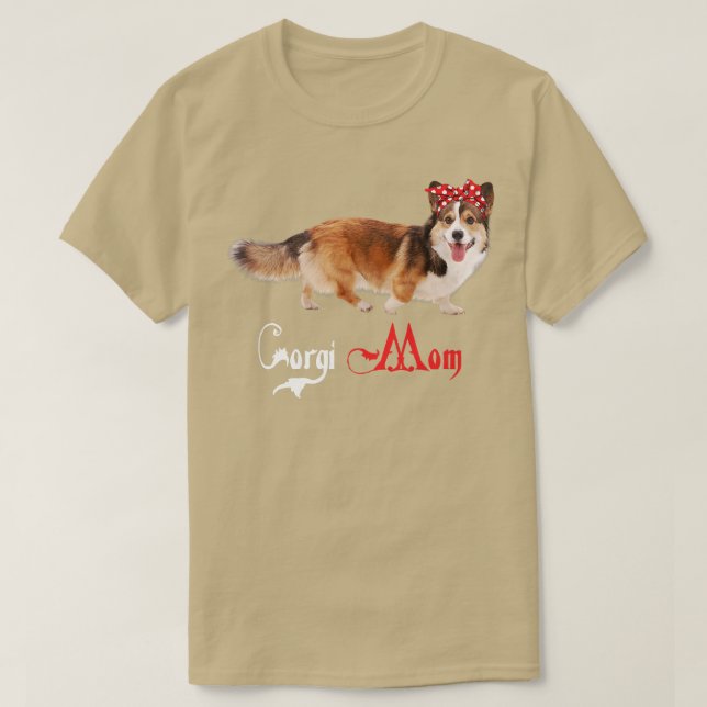 T-shirt Chien Mama chiot maman Corgi  (Design devant)