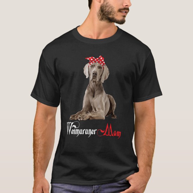 T-shirt Chien Mama chiot maman Weimaraner (Devant)
