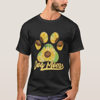 T-shirt Chien Maman Funny Paw Sunflower Motif Cadeau