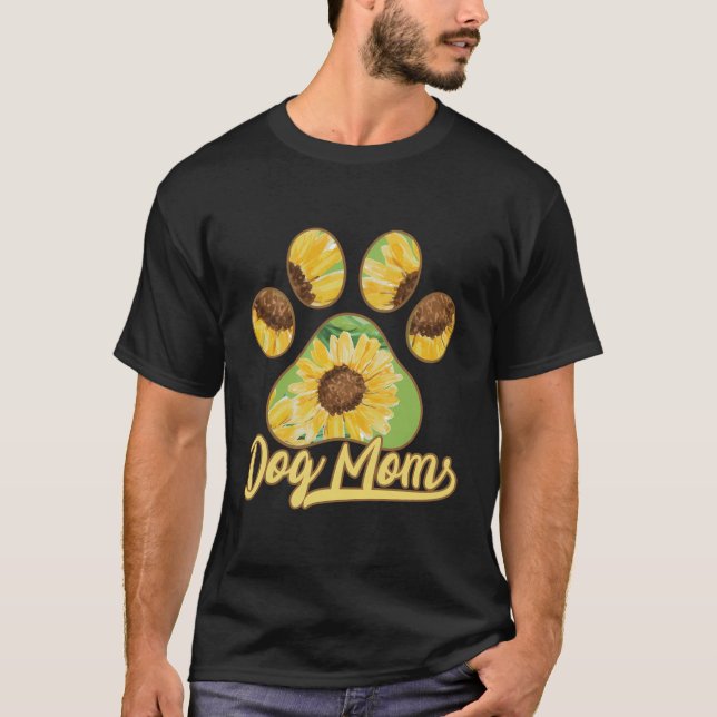 T-shirt Chien Maman Funny Paw Sunflower Motif Cadeau (Devant)