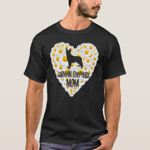 T-shirt Chien Maman sur l'amour Coeur Blanc Fleurs de marg