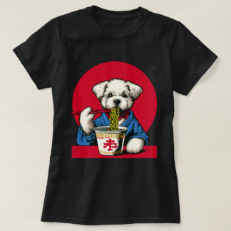 T-shirt Chien mangeant Ramen nouilles mignonnes Art Japona