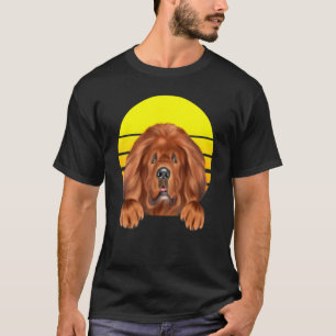 T-shirt Chien Mastiff Tibétain Coucher de Soleil Vintage