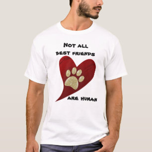 T-shirt Chien meilleur ami Red Heart Gold Empreinte de pat