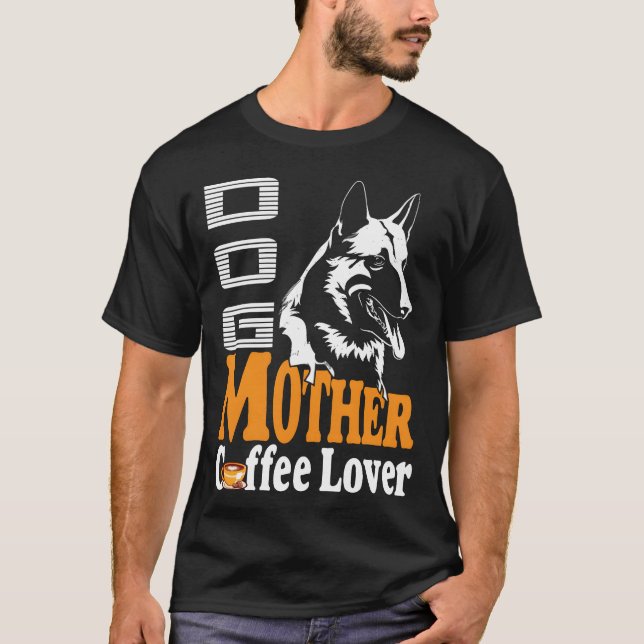 T-shirt Chien mère fille amante de café (Devant)