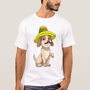 T-shirt Chien mexicain avec casquette de paille