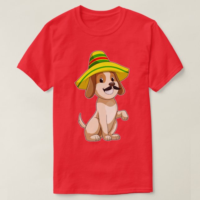 T-shirt Chien mexicain avec casquette de paille (Design devant)