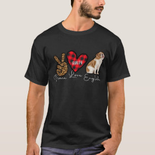 T-shirt Chien mignon anglais Plaid Peace Love