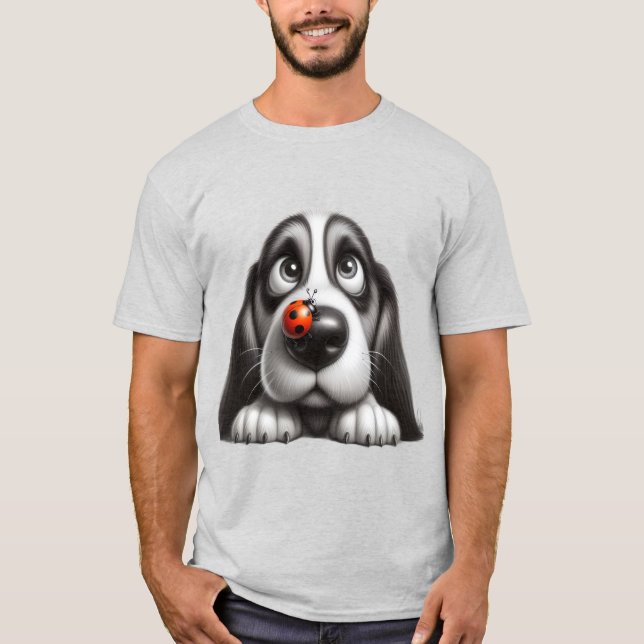 T-shirt Chien mignon avec coccinelle (Devant)