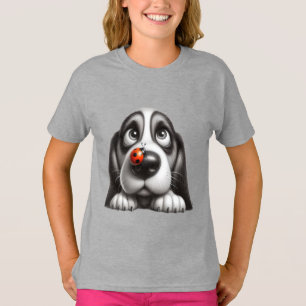 T-shirt Chien mignon avec coccinelle