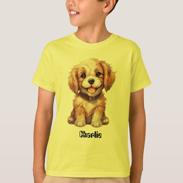 T-shirt Chien mignon avec nom modifiable (Devant)