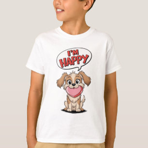 T-shirt Chien mignon avec un coeur rose et un message joye