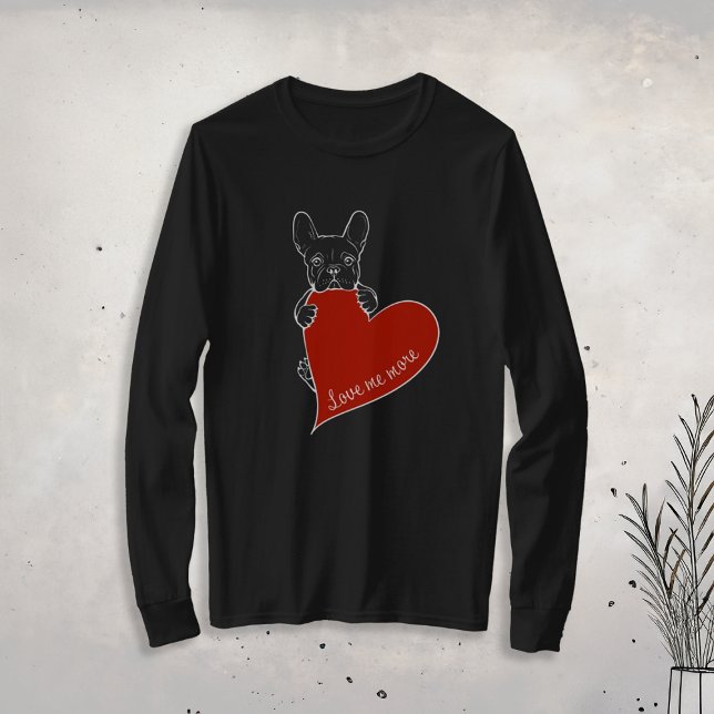 T-shirt Chien mignon avec un Coeur Rouge Chien français (Créateur téléchargé)