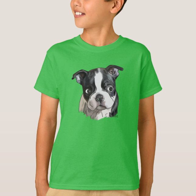 T-shirt Chien mignon Boston Terrier (Devant)