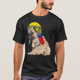 T-shirt Chien Mignon Carlin Rétro Drapeau Équateur Fierté