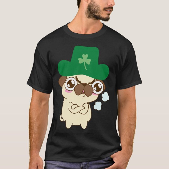 T-shirt Chien mignon Carlin St Patrick's Day Chien St Patr (Devant)