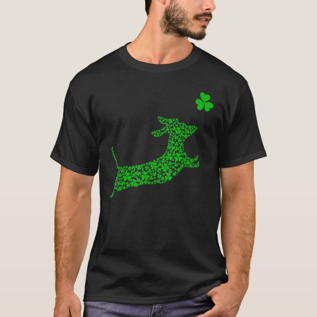 T-shirt Chien mignon Dachshund Avec Des Pièces De Shamrock (Devant)