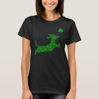 T-shirt Chien mignon Dachshund Avec Des Pièces De Shamrock